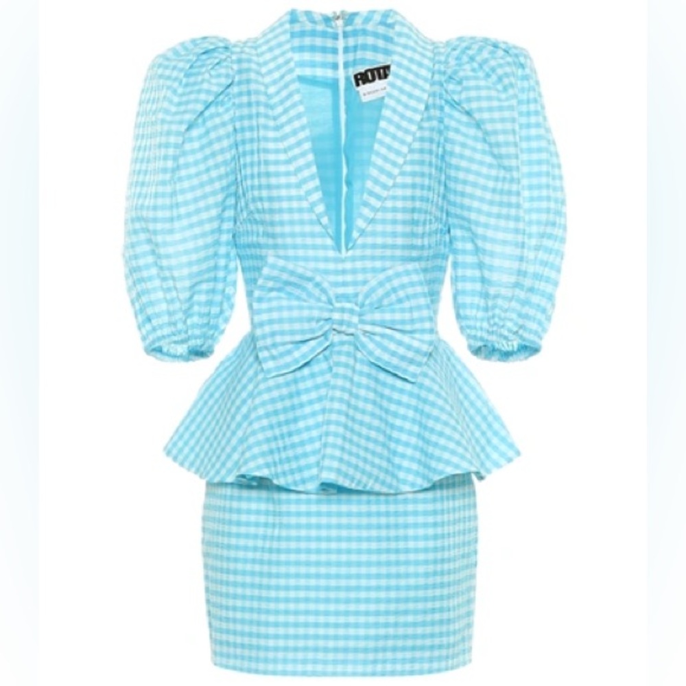 Rotate - Birger Christensen Johanna Gingham Minidress In Blue - size 36 0 - Picture 1 of 10